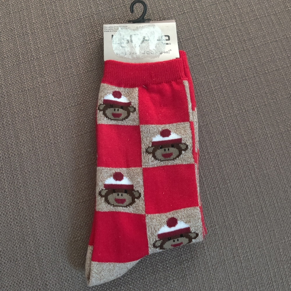 Cute silly Legale brand sock monkey socks NWT